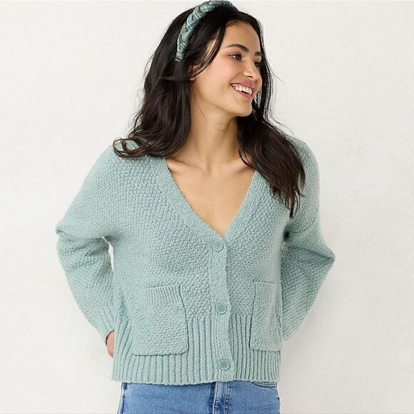 LC Lauren Conrad Shaker Crop Cardigan - Picture 1 of 13
